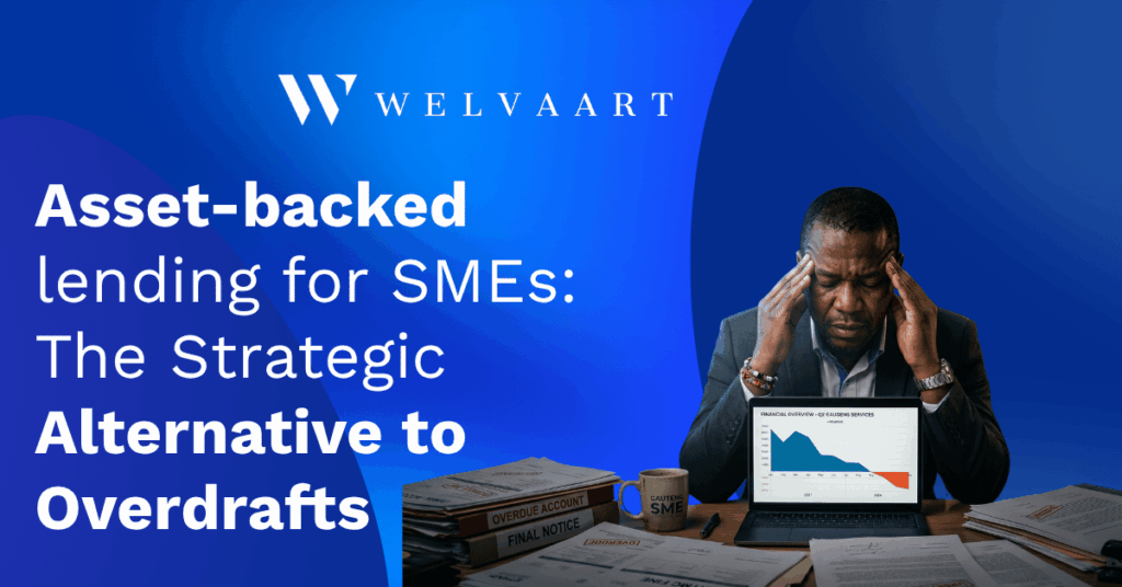 A stressed business owner overwhelmed by banking paperwork and payable-on-demand clauses, highlighting why asset-backed lending for South African SMEs is a safer structural alternative.
