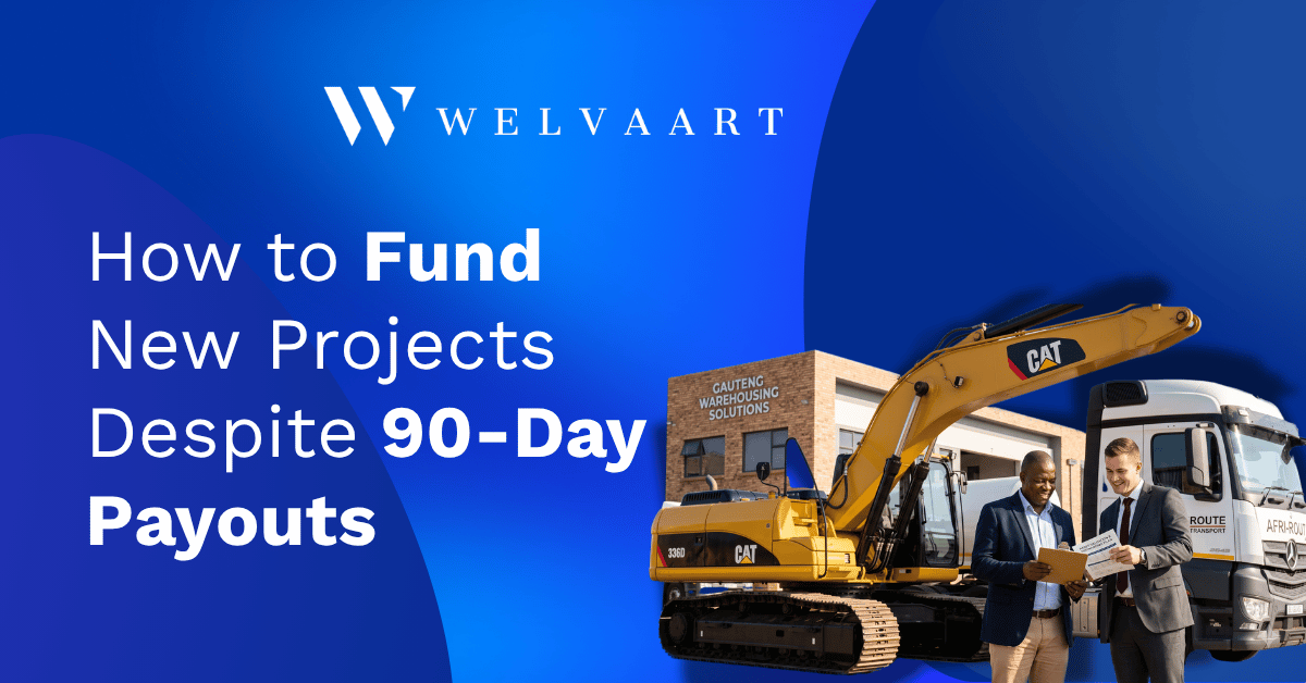 Business owner and Welvaart consultant standing next to paid-off commercial machinery, discussing how to fund new projects using asset-backed loans.